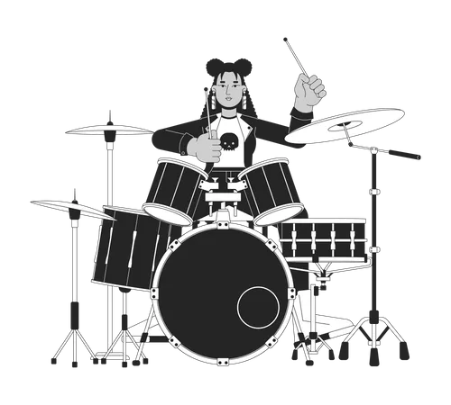 Female drummer rocker  Illustration