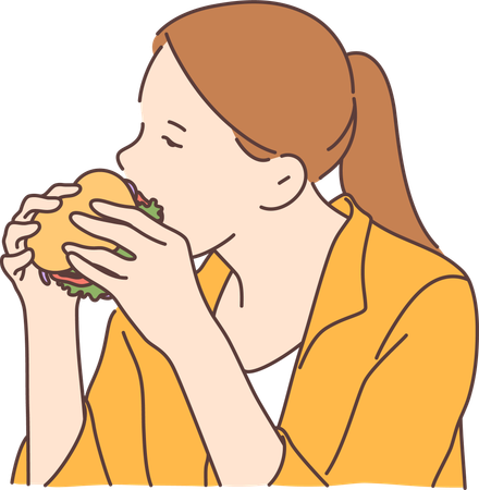 Female eating burger  Illustration