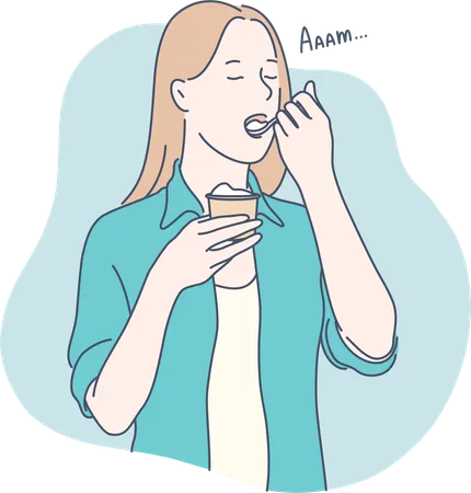 Female eating ice cream  Illustration