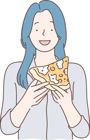 Female eating pizza  Illustration