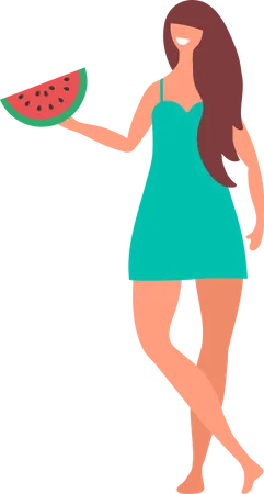Female eating watermelon  Illustration
