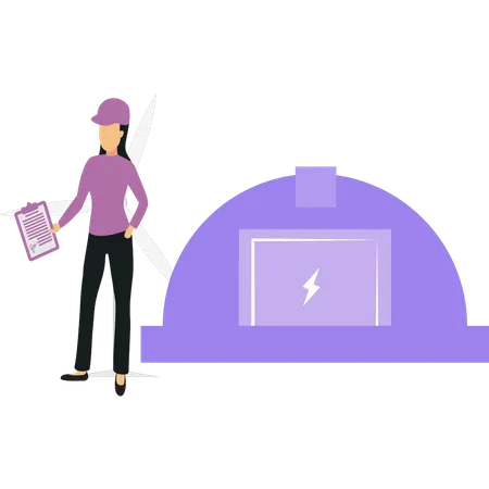 Female electrician standing  Illustration