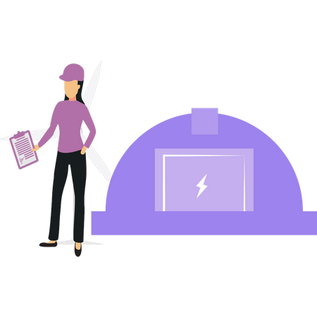 Female electrician standing  Illustration