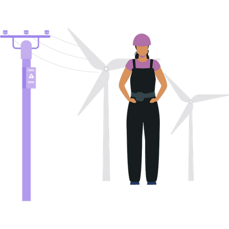 Female electrician standing  Illustration