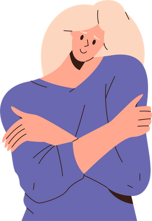 Female embracing herself  Illustration