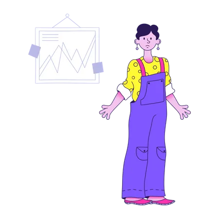 Female employee analyze data Illustration