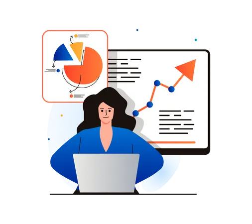 Female employee analyzing data Illustration