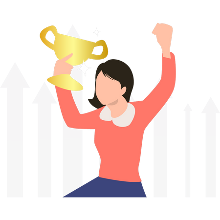 Female employee celebrating victory  Illustration