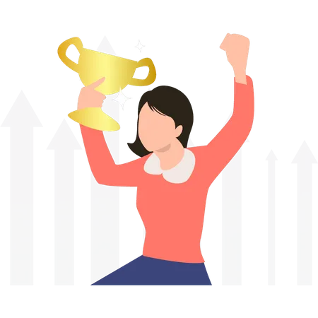 Female employee celebrating victory  Illustration