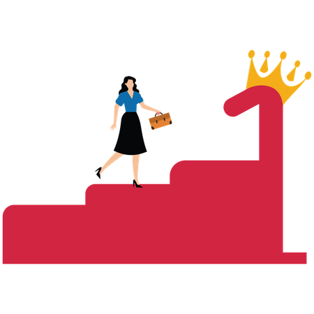 Female employee chasing the best  Illustration