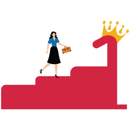 Female employee chasing the best  Illustration