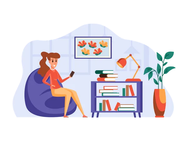 Female employee chatting on phone  Illustration