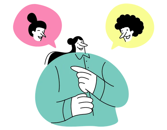 Female employee chatting with colleagues  Illustration