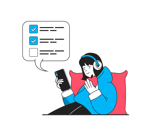 Female employee checking tasklist  Illustration