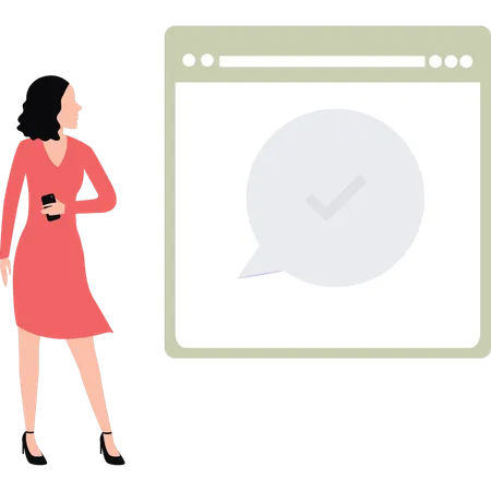 Female employee checks online tasks  Illustration