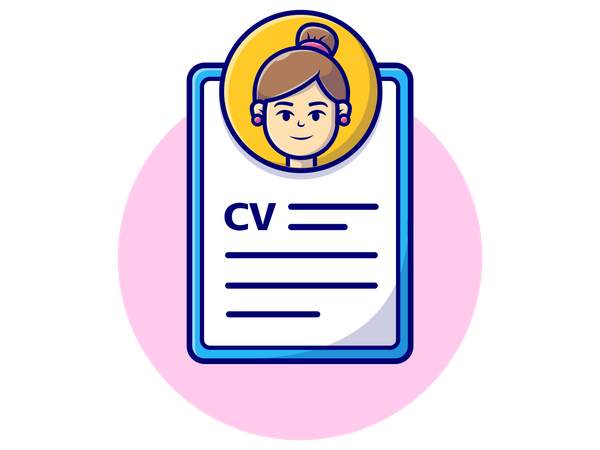 Female employee CV resume Illustration