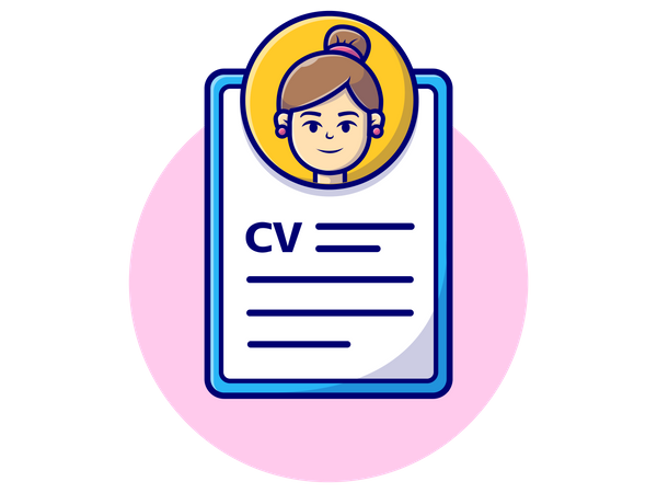 Female employee CV resume  Illustration