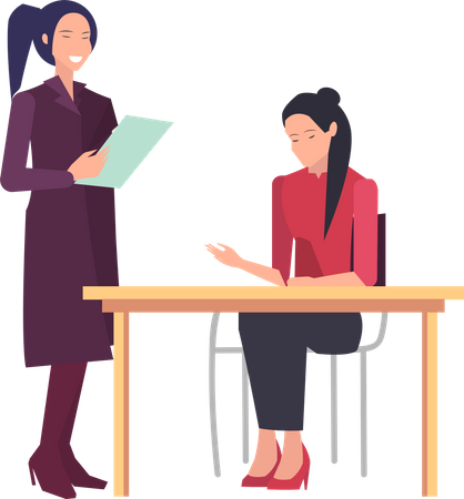 Female employee discussing work in entrepreneurship  Illustration