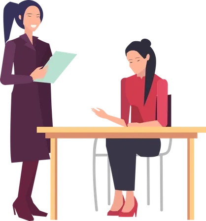 Female employee discussing work in entrepreneurship  Illustration