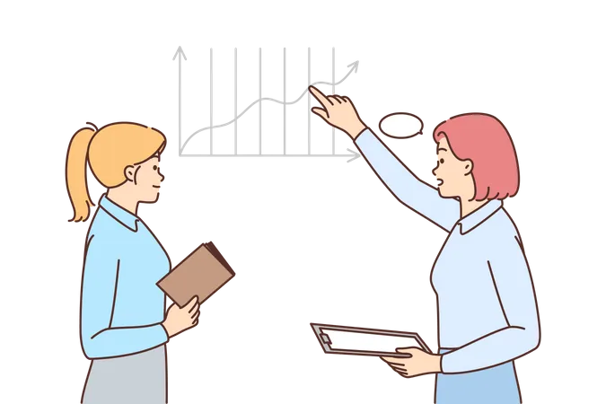 Female employee doing data analysis  Illustration