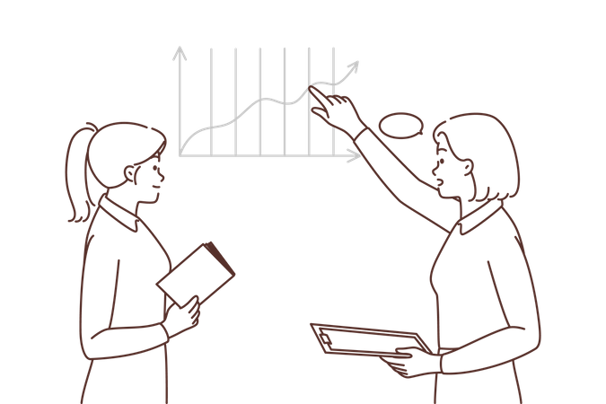 Female employee doing data analysis  Illustration