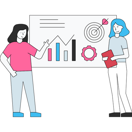 Female employee doing data analytics  Illustration