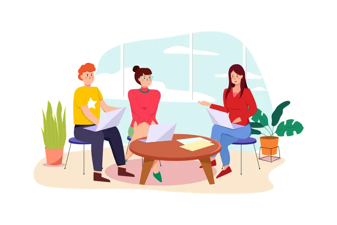 Female employee doing discussion Illustration