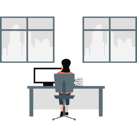 Female employee doing her work  Illustration