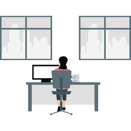 Female employee doing her work  Illustration