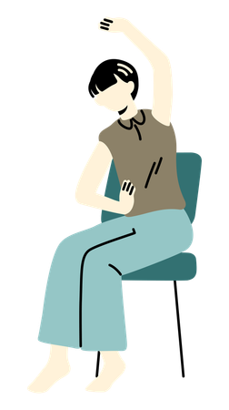 Female employee doing Office Exercise  イラスト