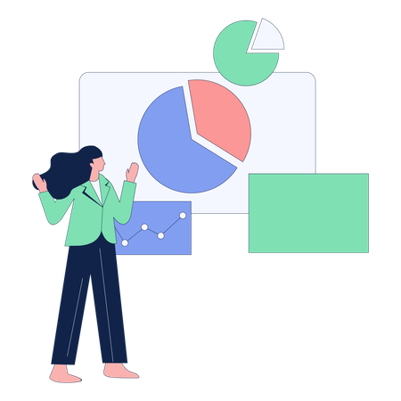 Female Employee doing Project Development Analysis  Illustration