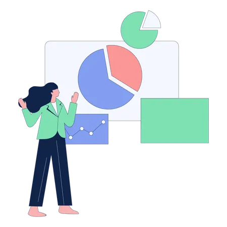 Female Employee doing Project Development Analysis  Illustration