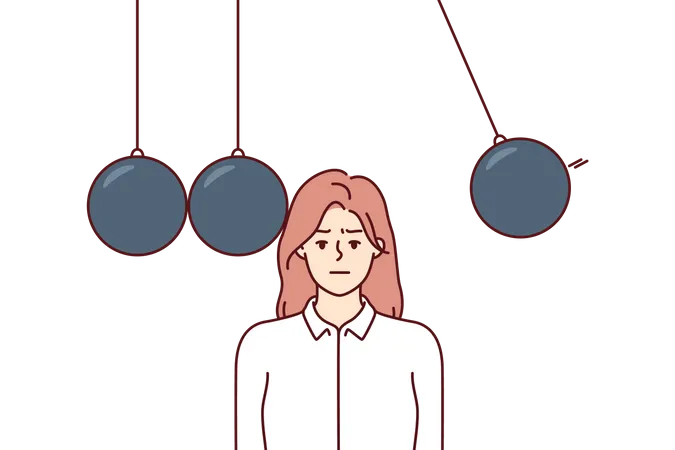 Female employee doing time management  Illustration
