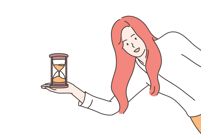 Female employee doing time management  Illustration