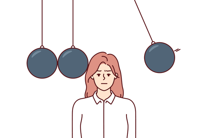 Female employee doing time management  Illustration