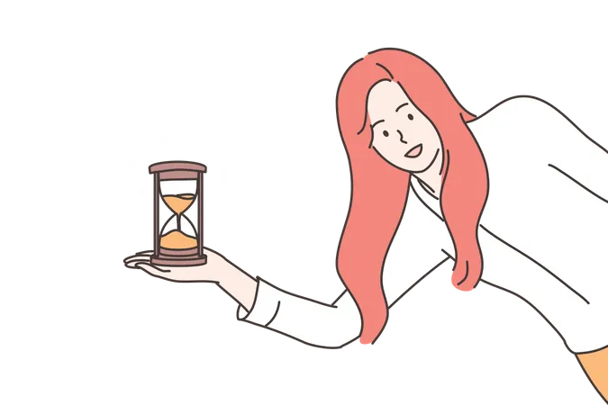 Female employee doing time management  Illustration