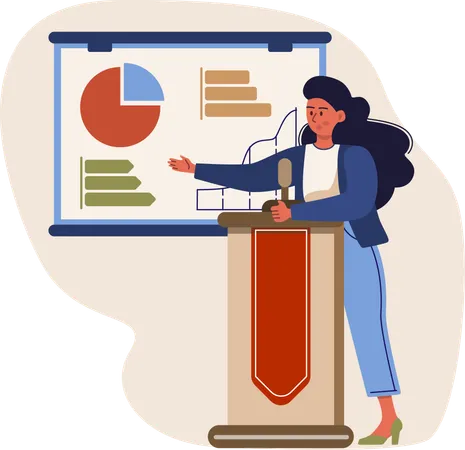 Female employee explaining business report  Illustration