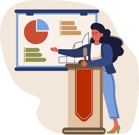 Female employee explaining business report  Illustration