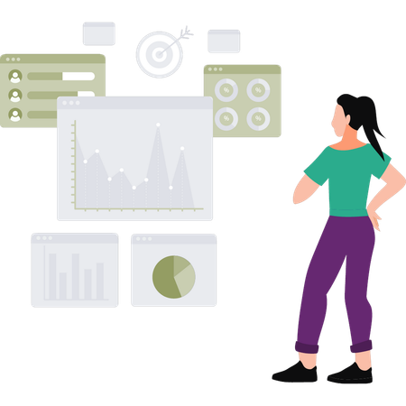 Female employee explains market graphs  Illustration