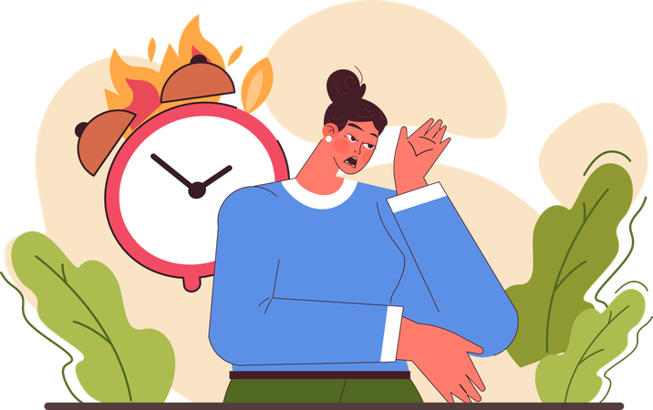 Female employee feeling office burnout  Illustration