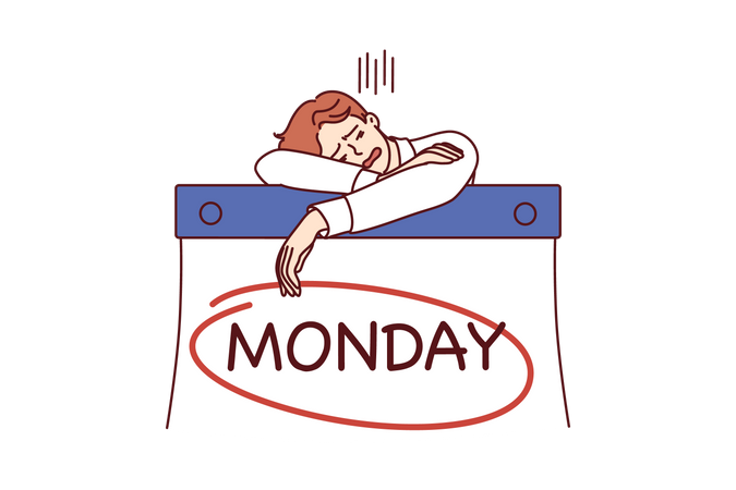 Female employee feeling sad for monday  Illustration