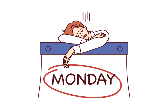 Female employee feeling sad for monday  Illustration