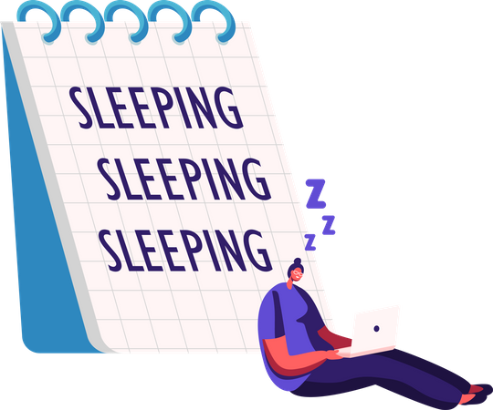 Female employee feeling sleepy at work  Illustration