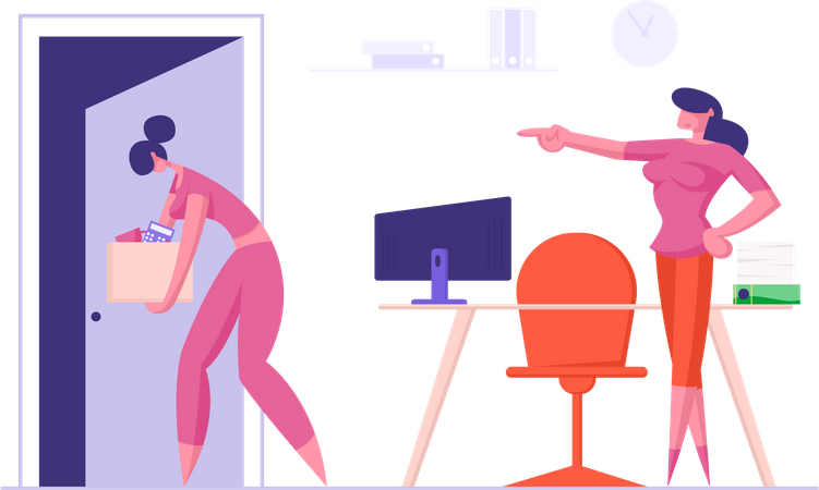 Female employee getting fired  Illustration