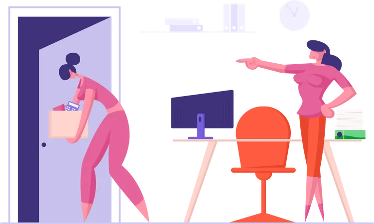 Female employee getting fired  Illustration