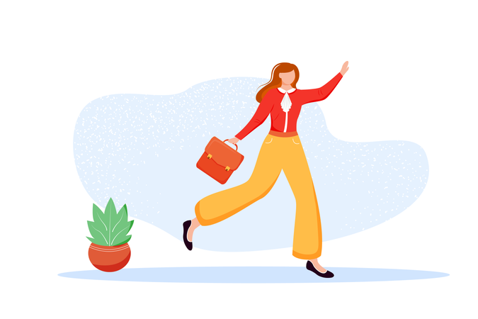 Female employee getting late for office Illustration