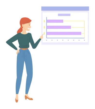 Female employee giving presentation Illustration