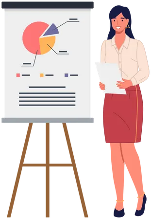 Data Analysis Research Statistics Concept Work With Statistics Strategy Business Development Female Employee Makes Presentation Of Results Of Statistical Research Work With Digital Technologies Illustration