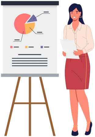 Female employee giving presentation  Illustration