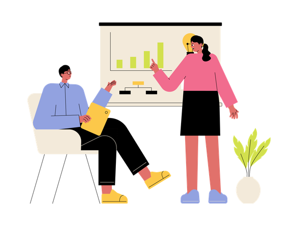 Female employee giving presentation  Illustration